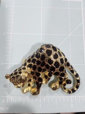 Park Lane Gold-Tone Leopard Pin with Black Enamel Spots